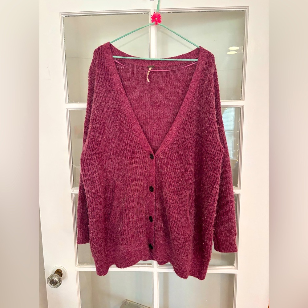 Free People Oversized Pink Cardigan